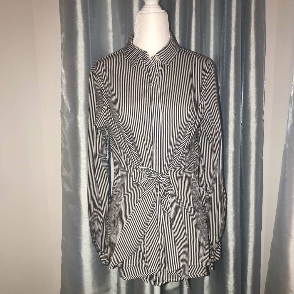 Black & White Antonio Melani Tie Blouse